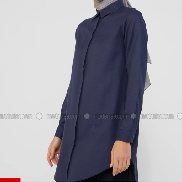 Navy Blue - Navy Blue - Point Collar - Tunic - Picture 3 of 3